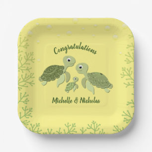 Sea Turtle Baby Dusche Gelborange Teller 7" v2