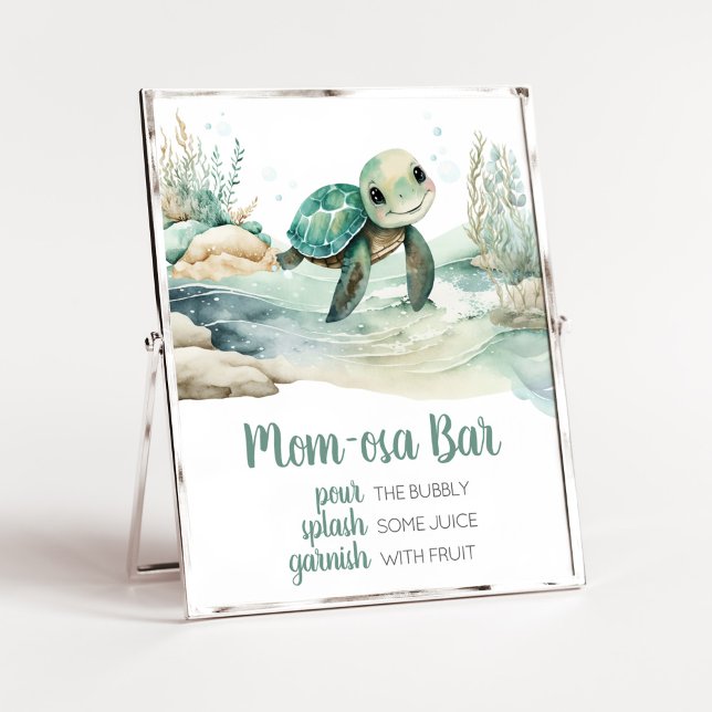 Sea Turtle Baby Dusche Mama Osa Bar Poster (A Little Hatching Is On the Way Baby Shower Mom Osa Bar Sign)