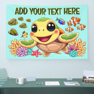 Sea Turtle Baby Happy and Süße Figur Banner