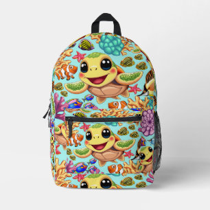Sea Turtle Baby Happy and Süße Figur Bedruckter Rucksack