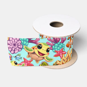 Sea Turtle Baby Happy and Süße Figur Bumper St. Satinband
