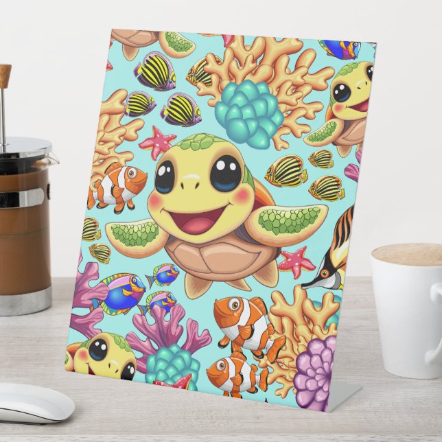 Sea Turtle Baby Happy and Süße Figur Bumper St. Sockelschild (In Situ)