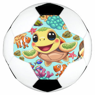 Sea Turtle Baby Happy and Süße Figur Fußball