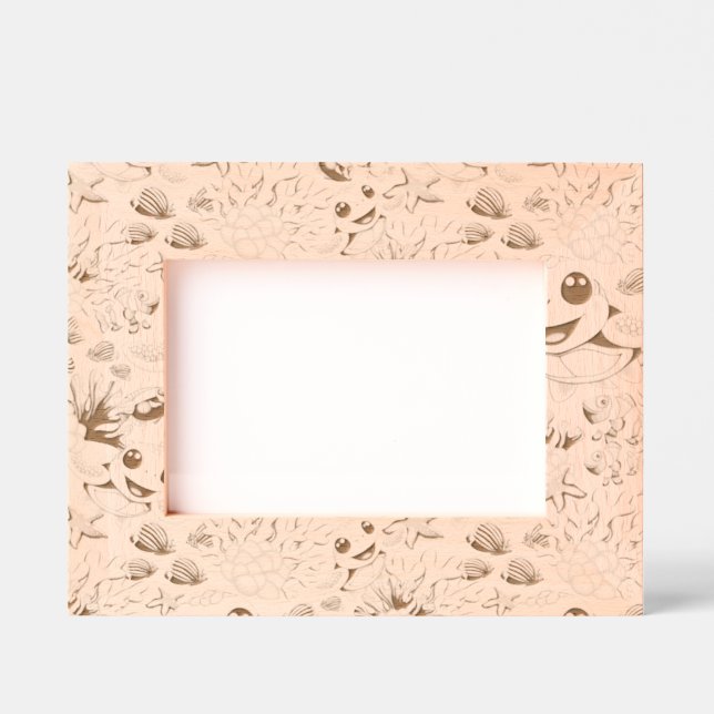 Sea Turtle Baby Happy and Süße Figur Geätzte Rahmen (Vorderseite)