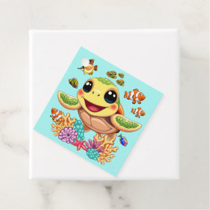 Sea Turtle Baby Happy and Süße Figur Geschenkanhänger