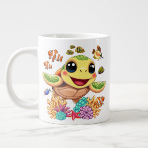 Sea Turtle Baby Happy and Süße Figur Jumbo-Tasse