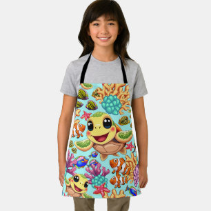 Sea Turtle Baby Happy and Süße Figur Schürze