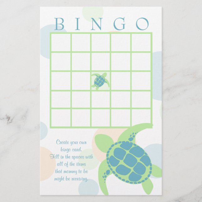 Sea Turtle Baby Show Bingo (Vorderseite)