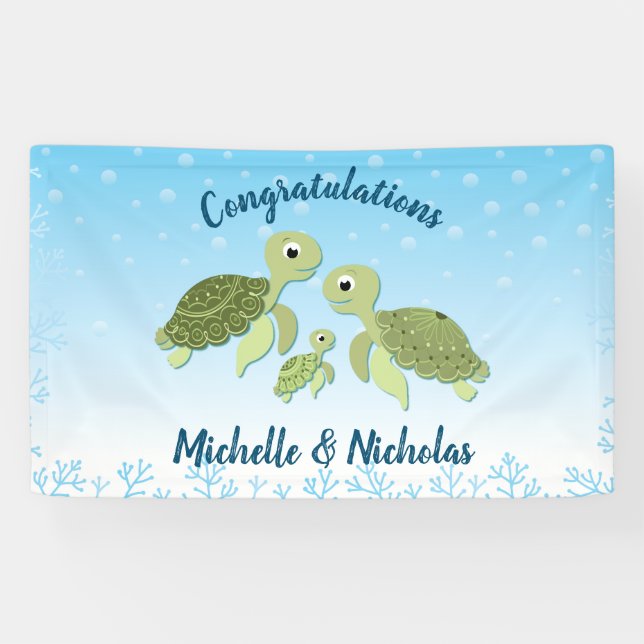 Sea Turtle Baby Shower Co-Ed Gender Neutral Banner (Horizontal)