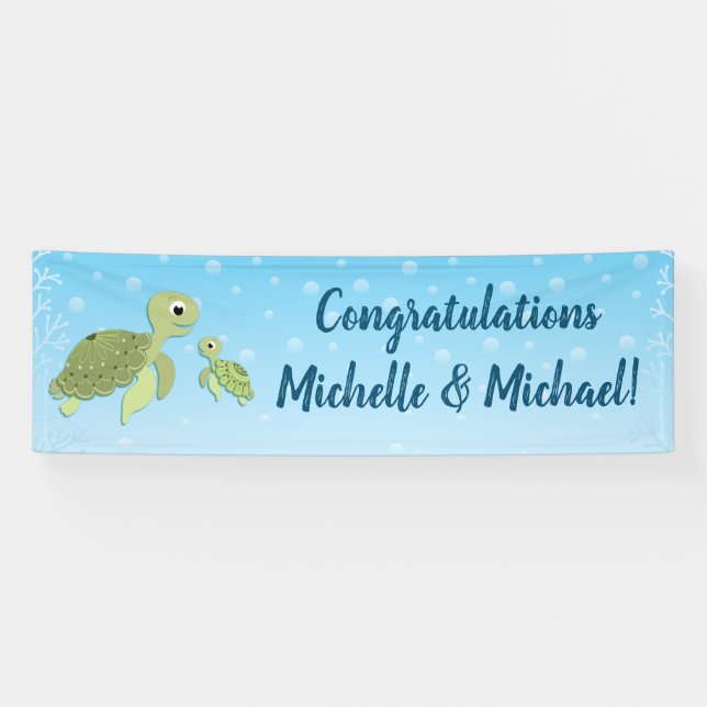 Sea Turtle Baby Shower Co-Ed Gender Neutral Banner (Horizontal)