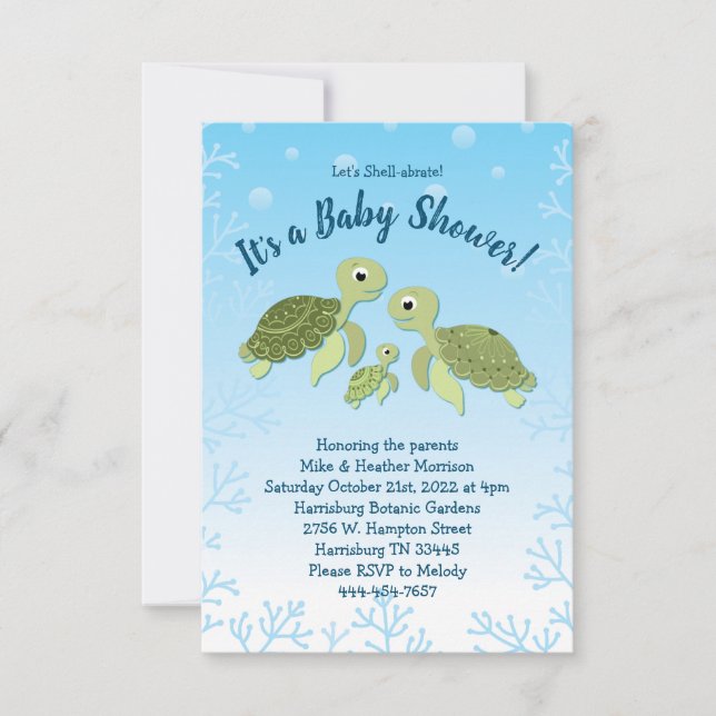 Sea Turtle Baby Shower Co-Ed Gender Neutral Einladung (Vorderseite)