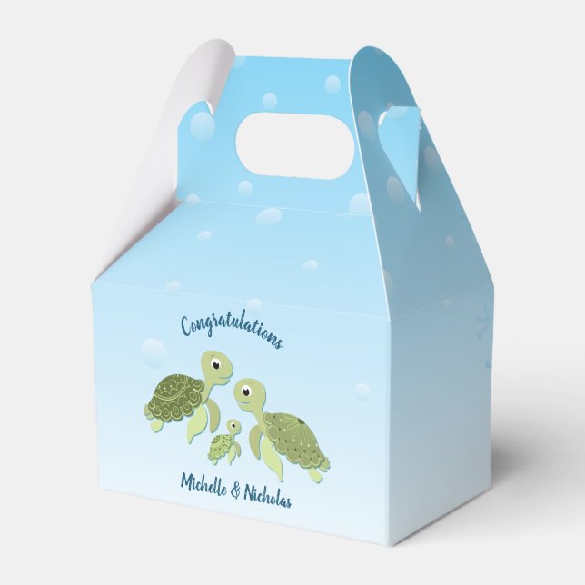 Sea Turtle Baby Shower Co-Ed Gender Neutral Geschenkschachtel (Vorderseite)