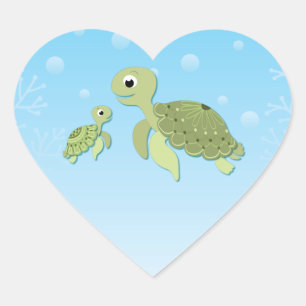 Sea Turtle Baby Shower Co-Ed Gender Neutral Herz-Aufkleber