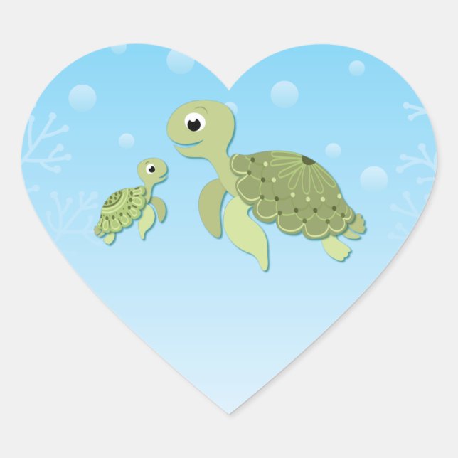 Sea Turtle Baby Shower Co-Ed Gender Neutral Herz-Aufkleber (Vorderseite)