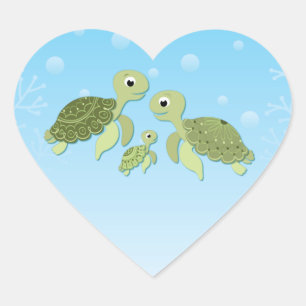 Sea Turtle Baby Shower Co-Ed Gender Neutral Herz-Aufkleber