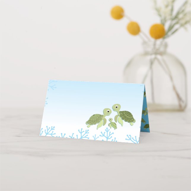 Sea Turtle Baby Shower Co-Ed Gender Neutral Platzkarte (Vorderseite)