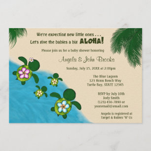 Sea TURTLE Baby Shower Invite TWIN (Honu) 03D Einladung