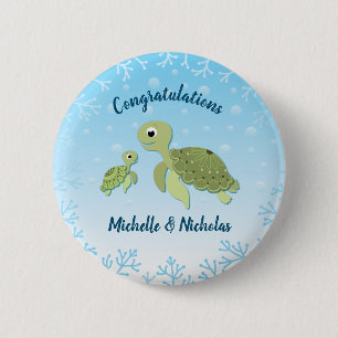 Sea Turtle Baby Shower Niedlich unter dem Meer Button