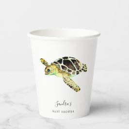 Sea Turtle Baby Shower Wasserfarbe Minimal Pappbecher