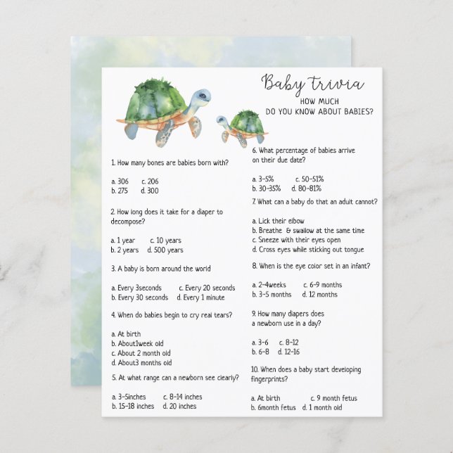 Sea Turtle - Baby Trivia | Baby Showspiel (Vorne/Hinten)