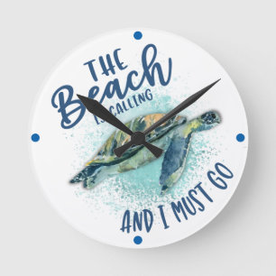 sea turtle beach calling runde wanduhr