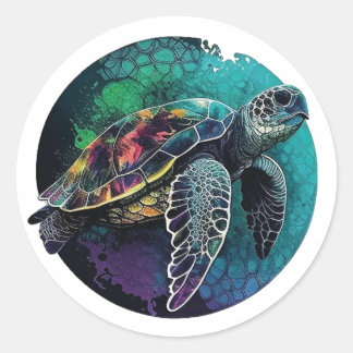 Sea Turtle Beach Lover Ocean Animal Graphic Runder Aufkleber