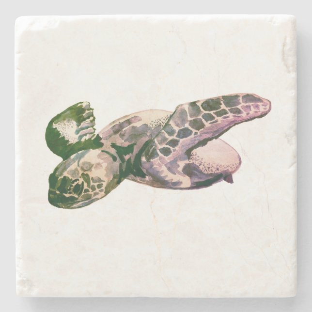 Sea Turtle Beach Marmor Stone Untersetzer (Vorderseite)