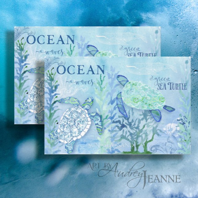 Sea Turtle Beach Ocean Sand Blue Decoupage Seidenpapier (Von Creator hochgeladen)
