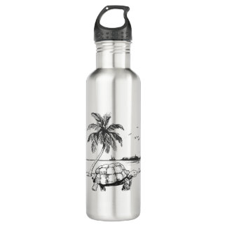 Sea Turtle Beach Sea Palm Turquoise Edelstahlflasche