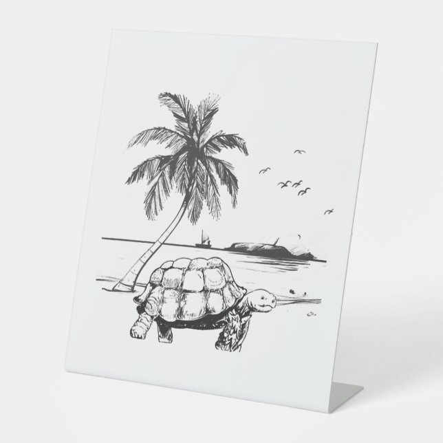 Sea Turtle Beach Sea Palm Turquoise Sockelschild (Vorderseite)