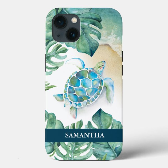 Sea Turtle Beachy Custom Phone Case (Rückseite)