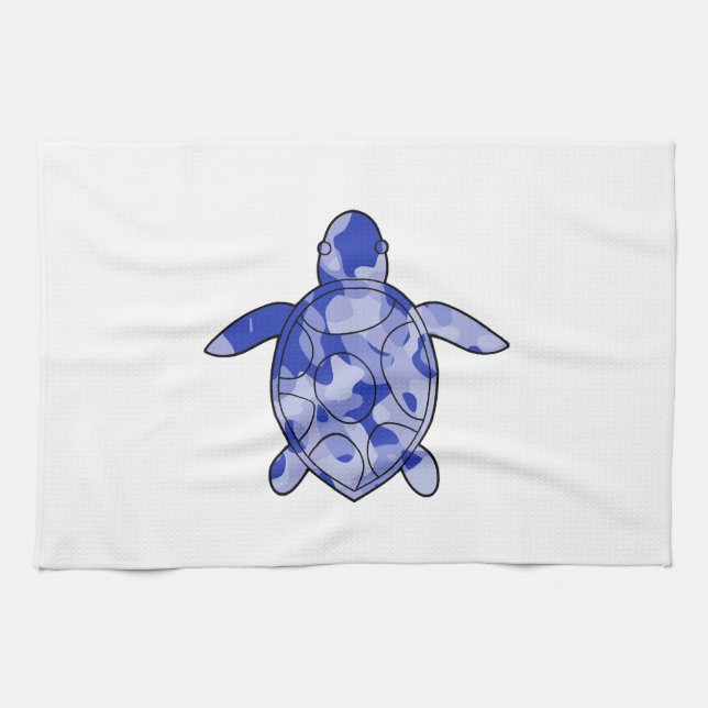 Sea Turtle blue camo Geschirrtuch (Horizontal)