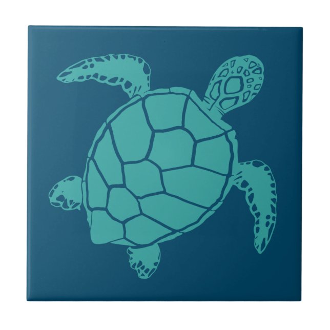 Sea Turtle Blue Fliese (Vorderseite)