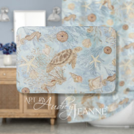 Sea Turtle Blue Ocean Seepferd Starfish Aquarell Badematte