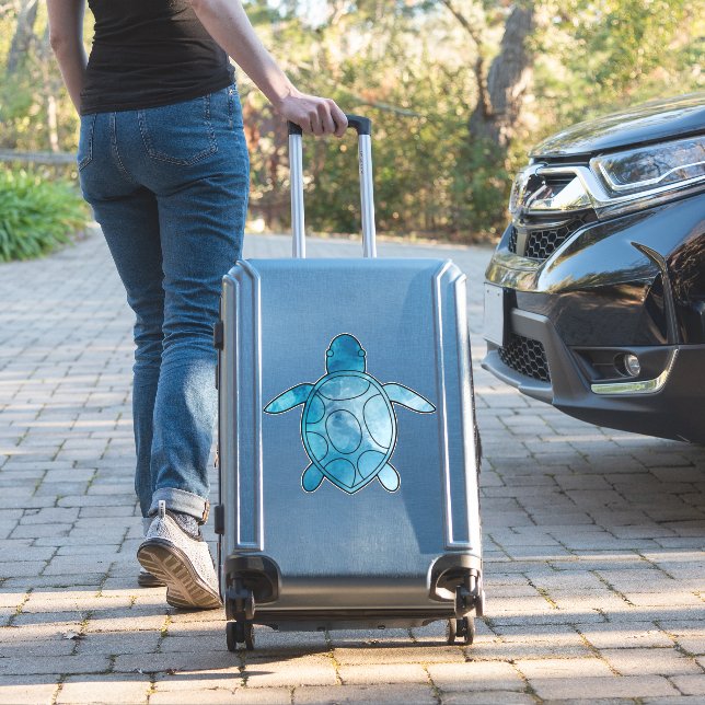 Sea Turtle blue watercolor Aufkleber (Koffer Insitu)