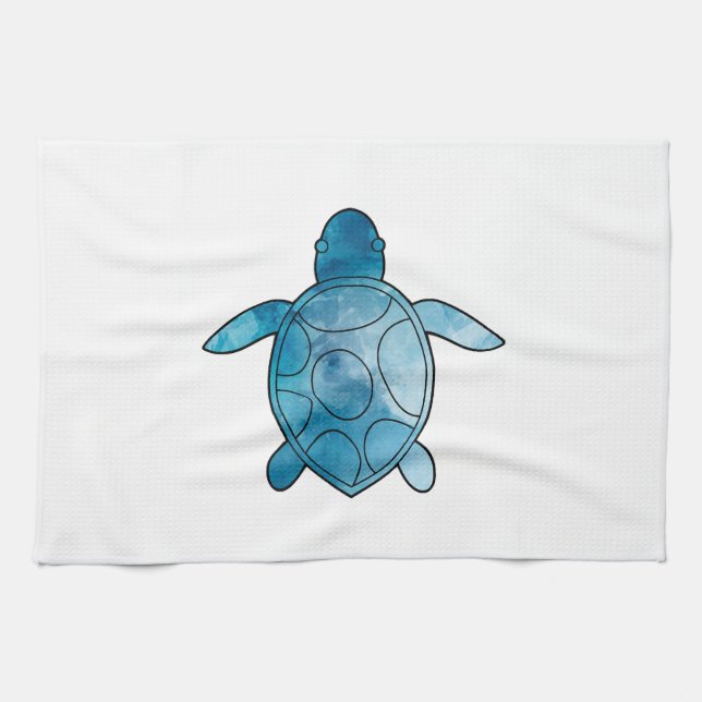 Sea Turtle blue watercolor Geschirrtuch (Horizontal)