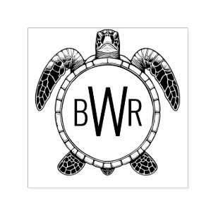 Sea Turtle Bly View 3 Initialen Monogramm #1 Permastempel