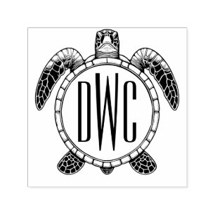 Sea Turtle Bly View 3 Initialen Monogramm #2 Permastempel
