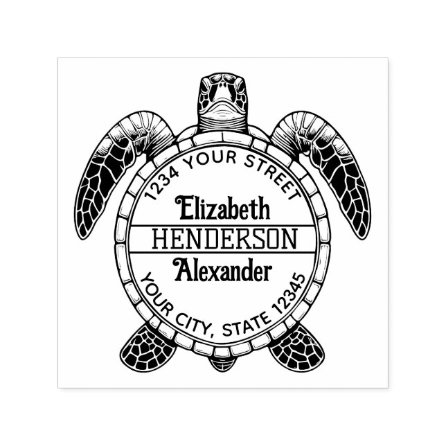 Sea Turtle Bly View Name Rücksendeadresse Permastempel (Design)