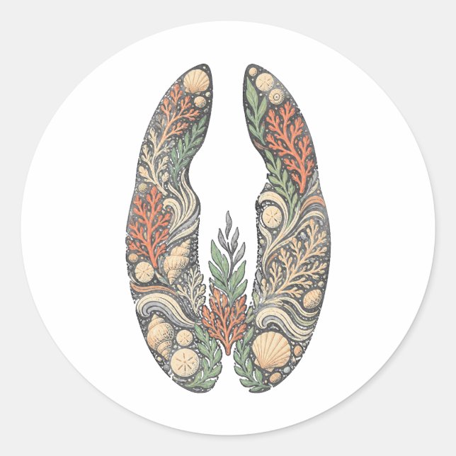 Sea Turtle Botanical Track Nature Sticker (Vorderseite)