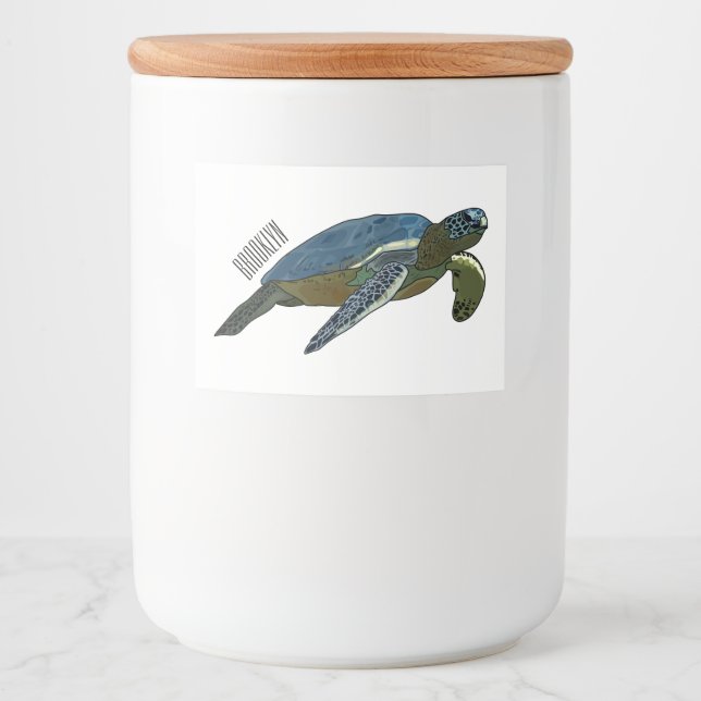Sea turtle cartoon illustration lebensmitteletikett (Vorderseite)