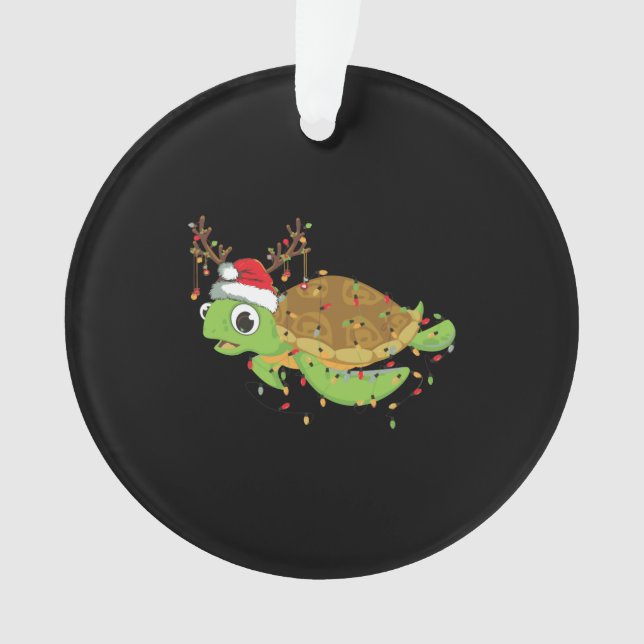 Sea Turtle Christmas Lights Funny Weihnachtsmannmü Ornament (Vorderseite)
