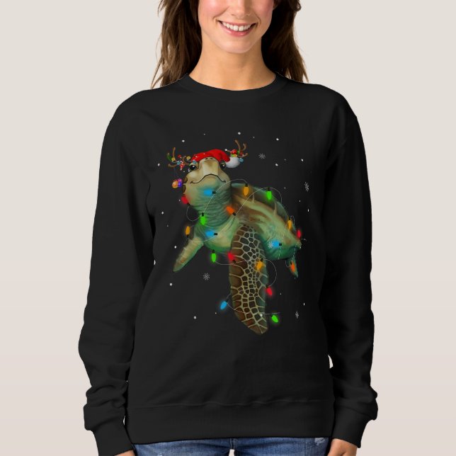 Sea Turtle Christmas Lights Weihnachtsmannmütze Me Sweatshirt (Vorderseite)