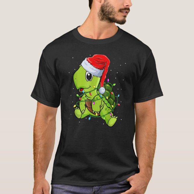 Sea Turtle Christmas Lights Weihnachtsmannmütze Me T-Shirt (Vorderseite)