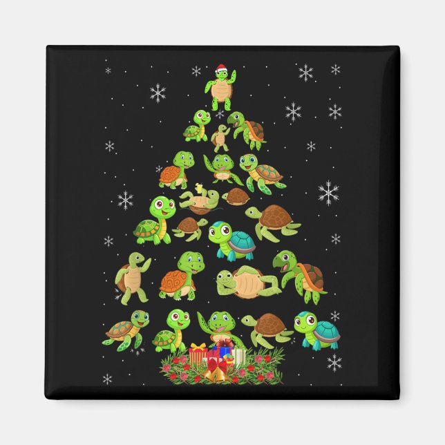 Sea Turtle Christmas Tree Matching Family Xmas Tre Magnet (Vorne)