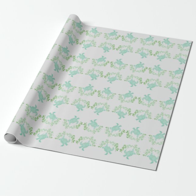 Sea Turtle Coastal Beach Wrapping Paper Geschenkpapier (Ungerollt)