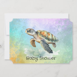 Sea Turtle Color Bubbles Baby Dusche Einladung