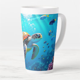 Sea Turtle Colorful Underwater Scene Milchtasse