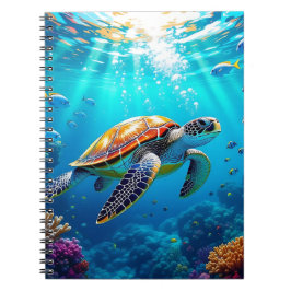Sea Turtle Colorful Underwater Scene Notizblock