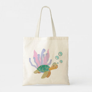Sea Turtle & Coral Reef Tote Bag - Ocean Inspirier Tragetasche